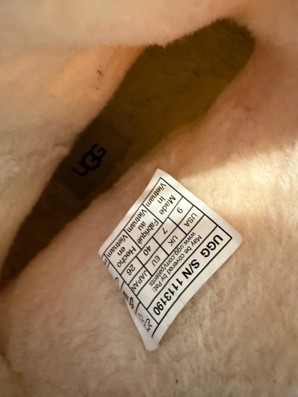 UGG Cream Shearling-Lined Boot Interior